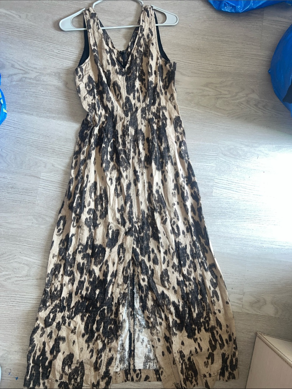 Banana Republic Beige and Black Leopard-Print front slit Maxi Dress